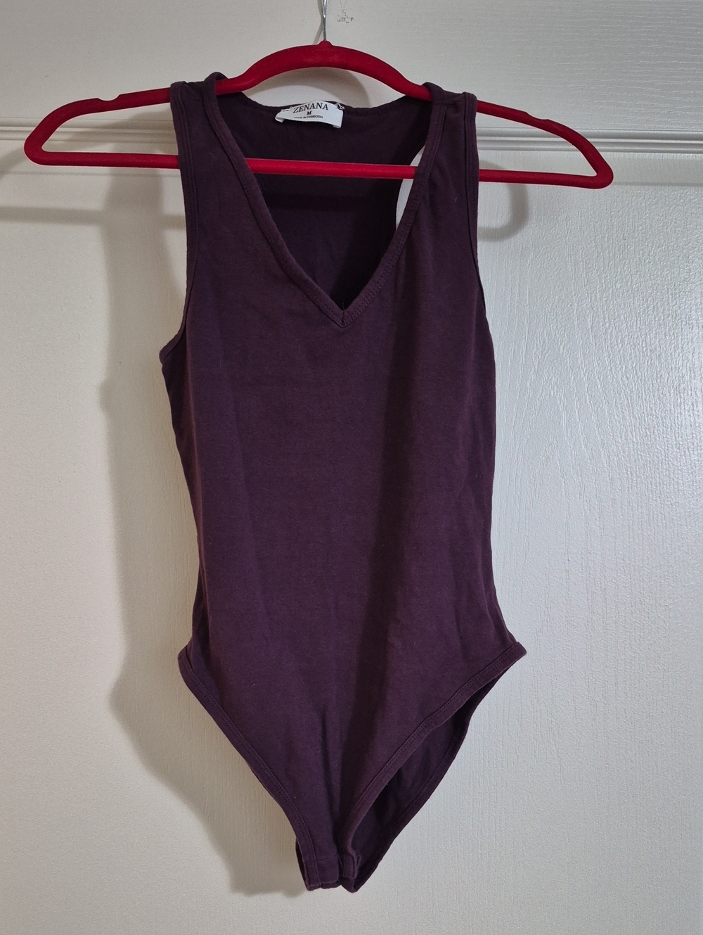 Zenana Outfitters Purple Scoop V Neck Bodysuit
